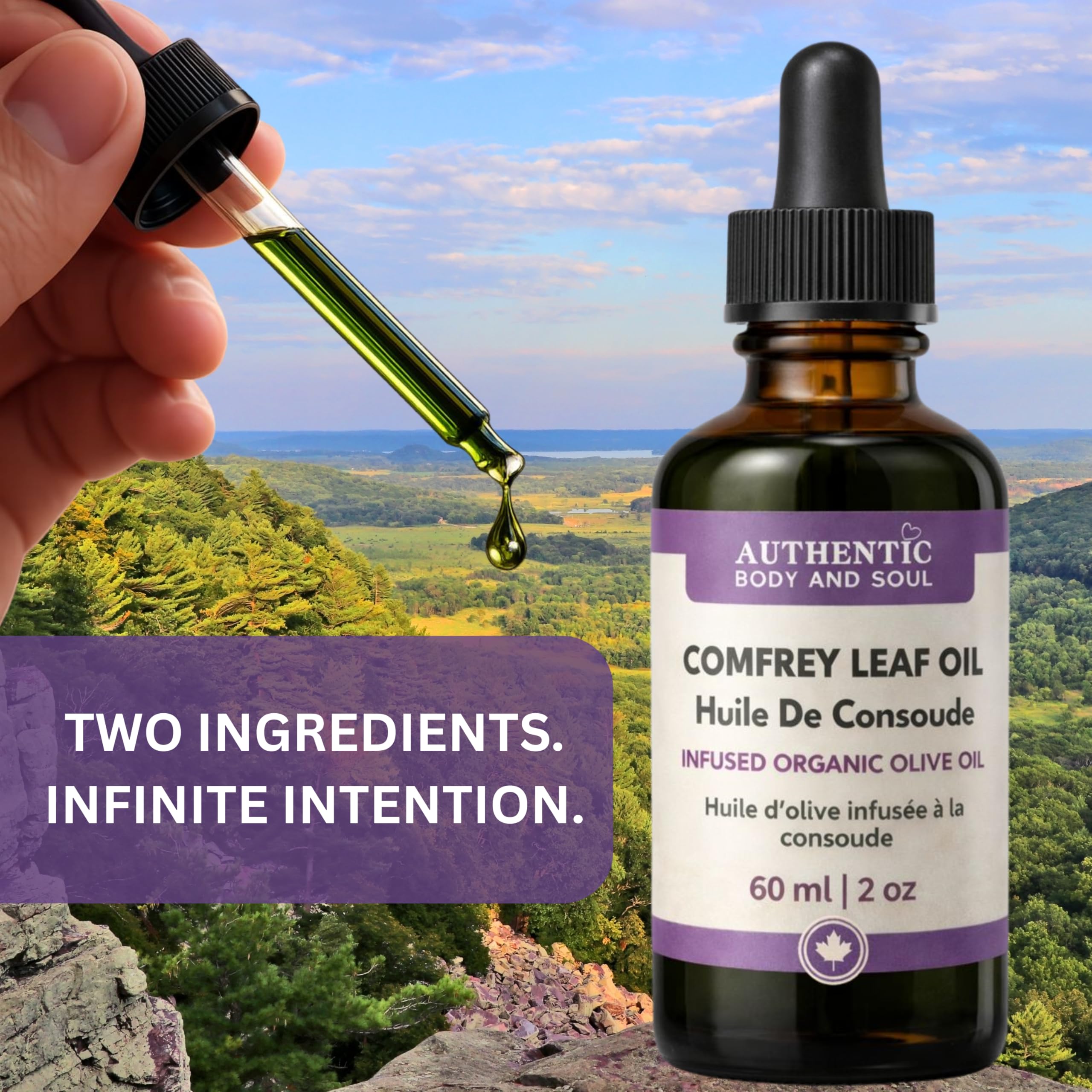 Comfrey Leaf Oil – Undiluted 2 oz, Premium Comfrey Herbal Infused Organic Cold-Pressed Extra-Virgin Olive Oil for Skin, Body & Massage Infusion, Natural Moisturizer | External Use Herbal Blend | Symphytum Officinale | Slow-Infused Botanicals | Authentic Body And Soul - 5