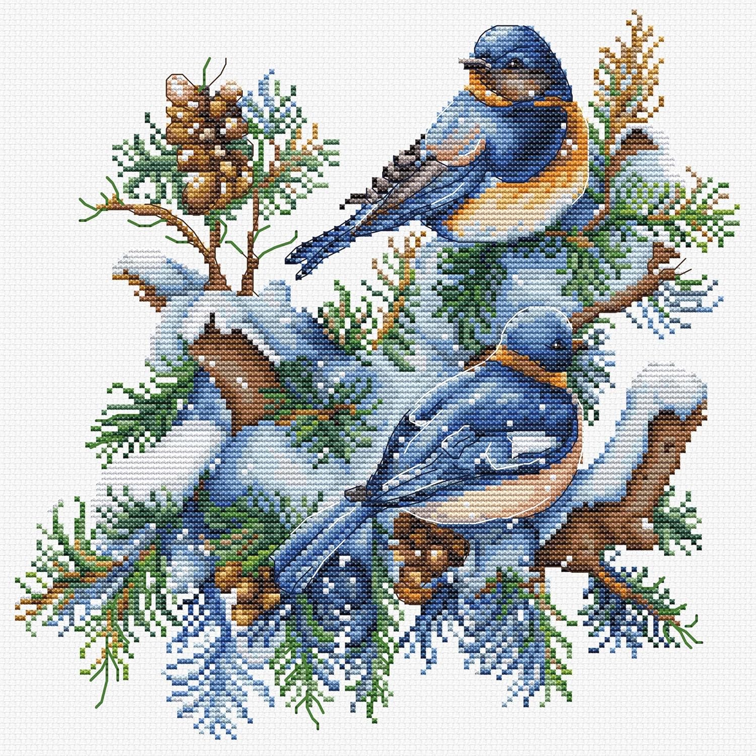Luca-S Counted Cross Stitch Kit, DIY Embroidery Kit for Adults, The Birds-Winter Needlecraft Kit