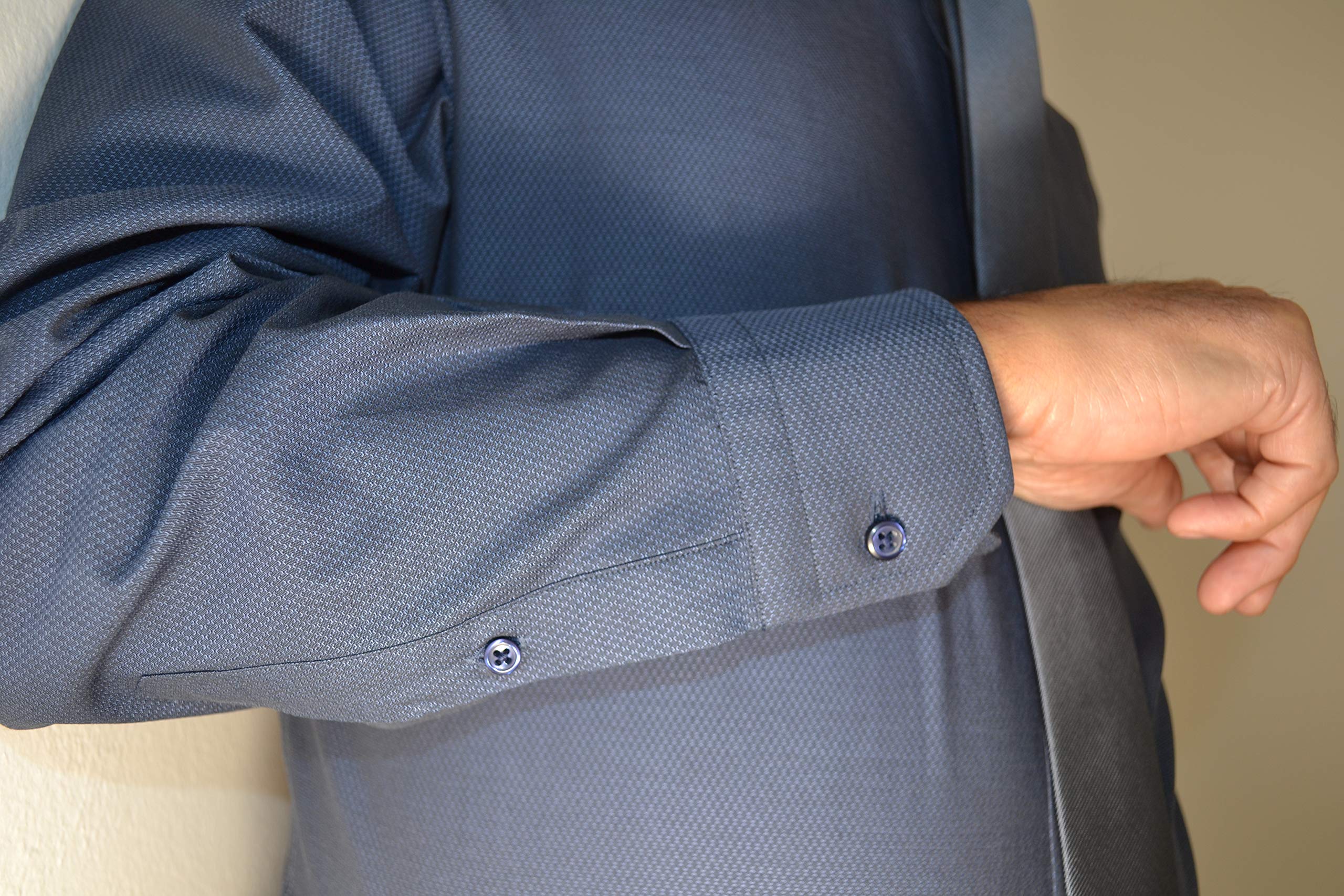 Joyful J24 Camicia Uomo 100% Cotone Regular Fit Dobby Blu Manica Lunga