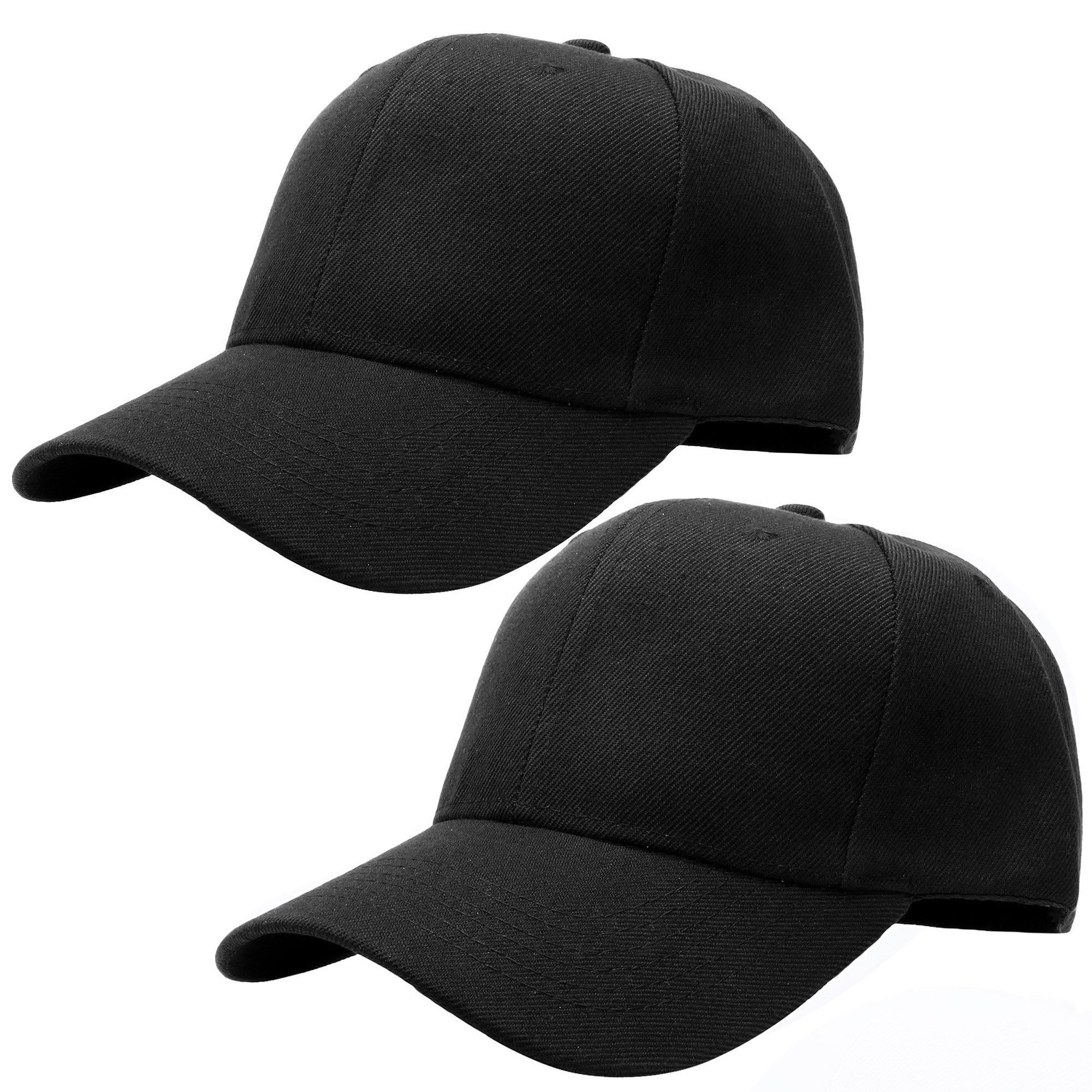 Falari baseball dad cap adjustable size for running workouts and outdoor activities, 2pcs black & black, one size