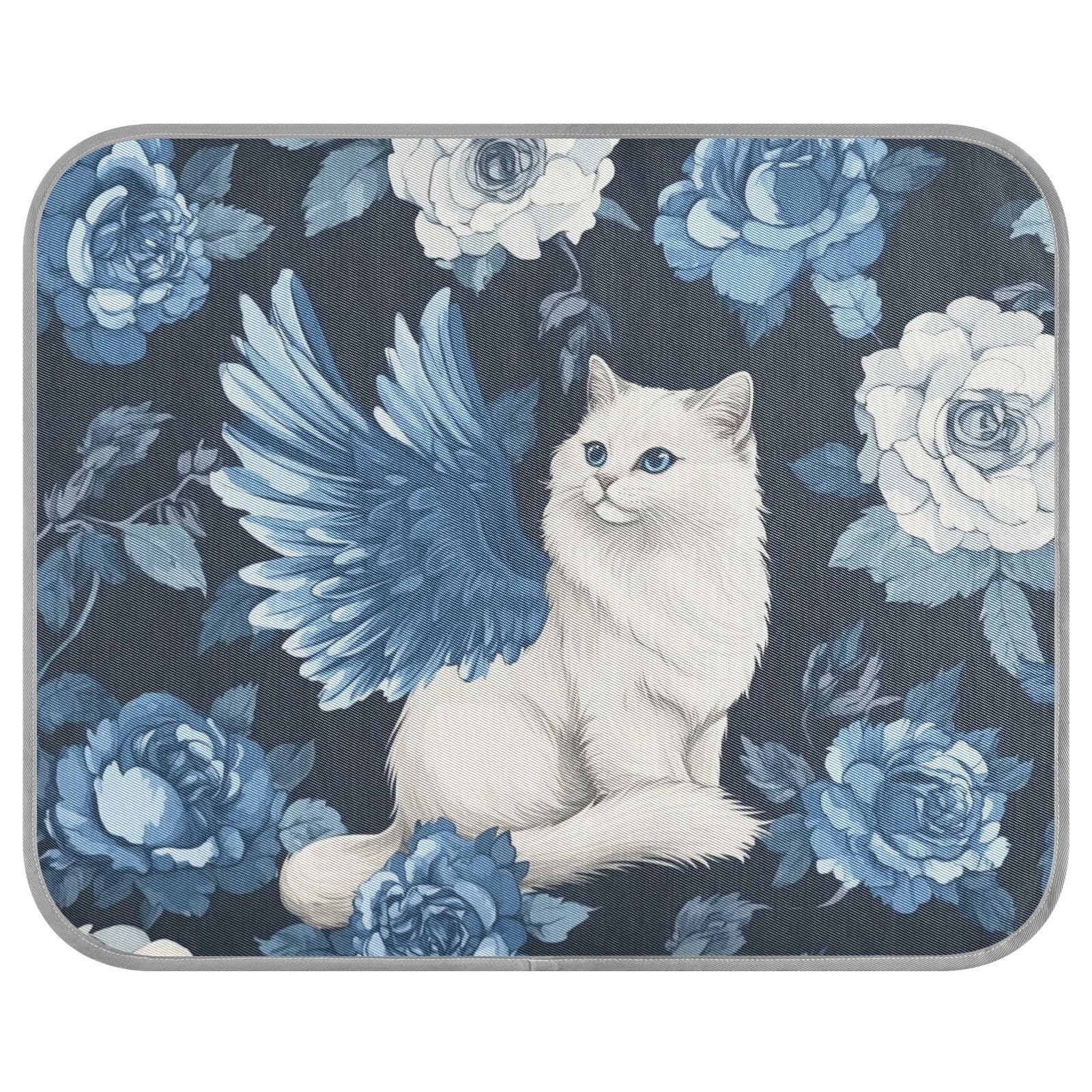 siphylline Blue Rose Winged Cat Summer Gel Cooling pad Self Cooling pet beds for Cats for Doggy Outside cat Removable tapete refrescante para mascotas S