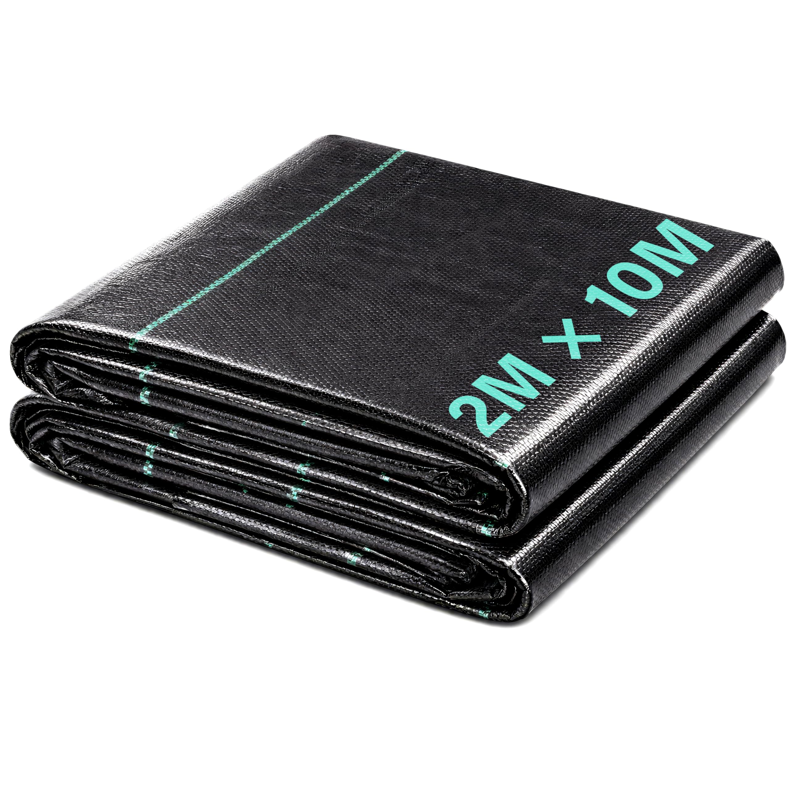 2mx10m Heavy Duty Weed Control Membrane Mat Garden Weed Barrier Fabric for Landscaping Driveway Gravel Artificial Grass Lawn Underlay Woven Roll Ground Cover Weed Block Patios, Flower Beds in Sheet