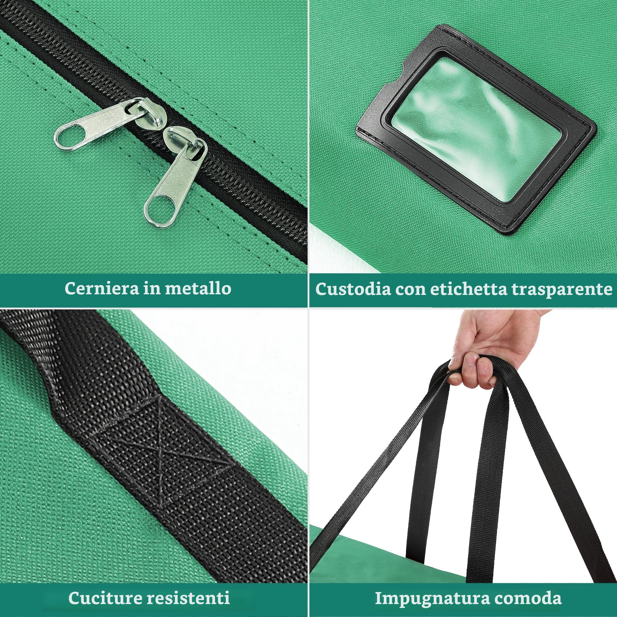 YITAHOME Borsa portaoggetti per albero di Natale, adatta per alberi di Natale artificiali, altezza fino a 7,5 ft, resistente, impermeabile con manici robusti e cerniera, verde