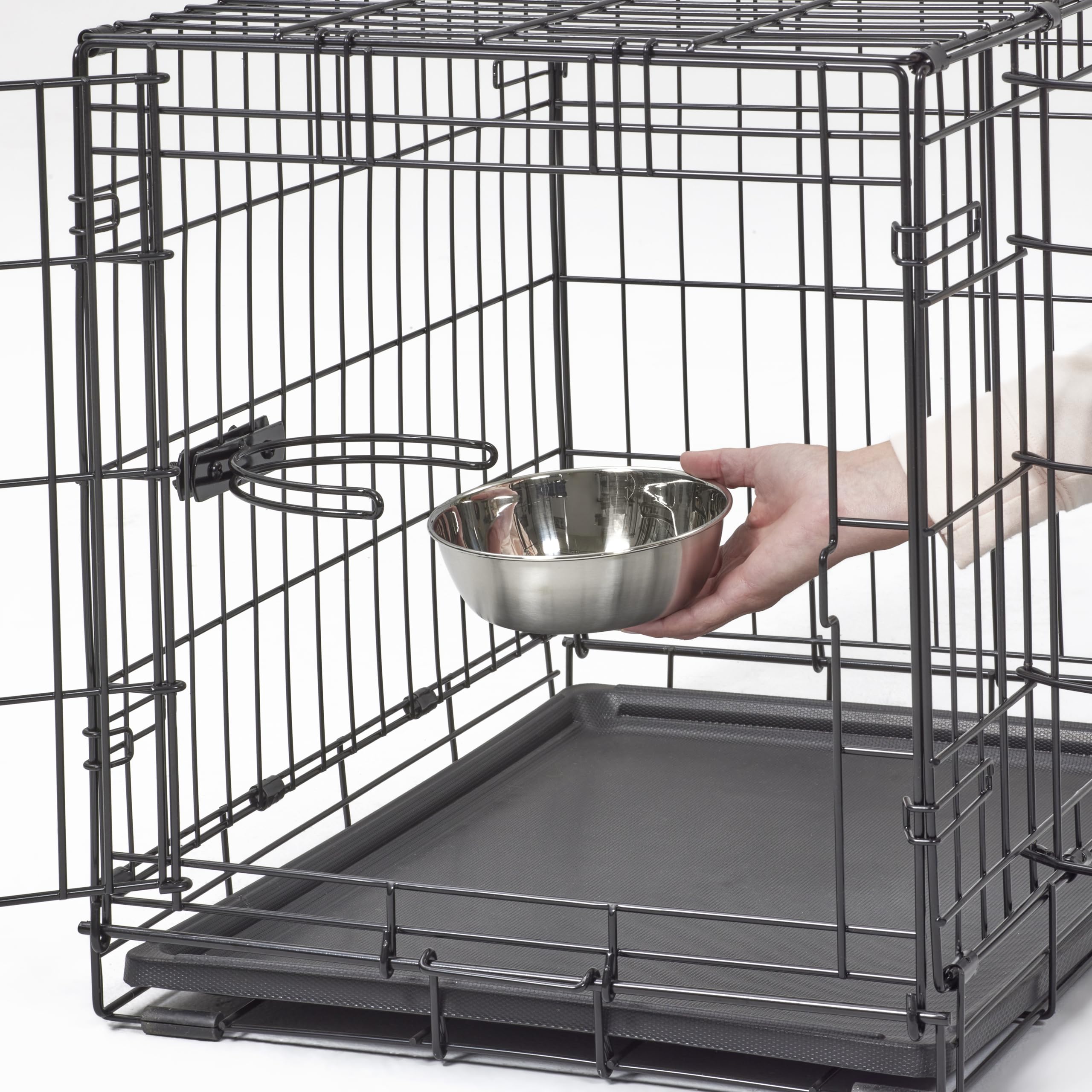 MidWest Homes for Pets - Kit de inicio iCrate de doble puerta, pack de jaula para perros de 61 cm para razas pequeñas, incluye jaula, cama para mascotas, 2 cuencos y cubierta de privacidad