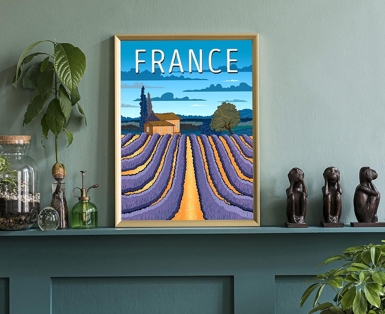 France Lavender Garden Poster,Travel Poster, France Cityscape and Landmark Poster Wall Art, Home Wall Art, Office Wall Decor, Posters, France Poster - 16x20