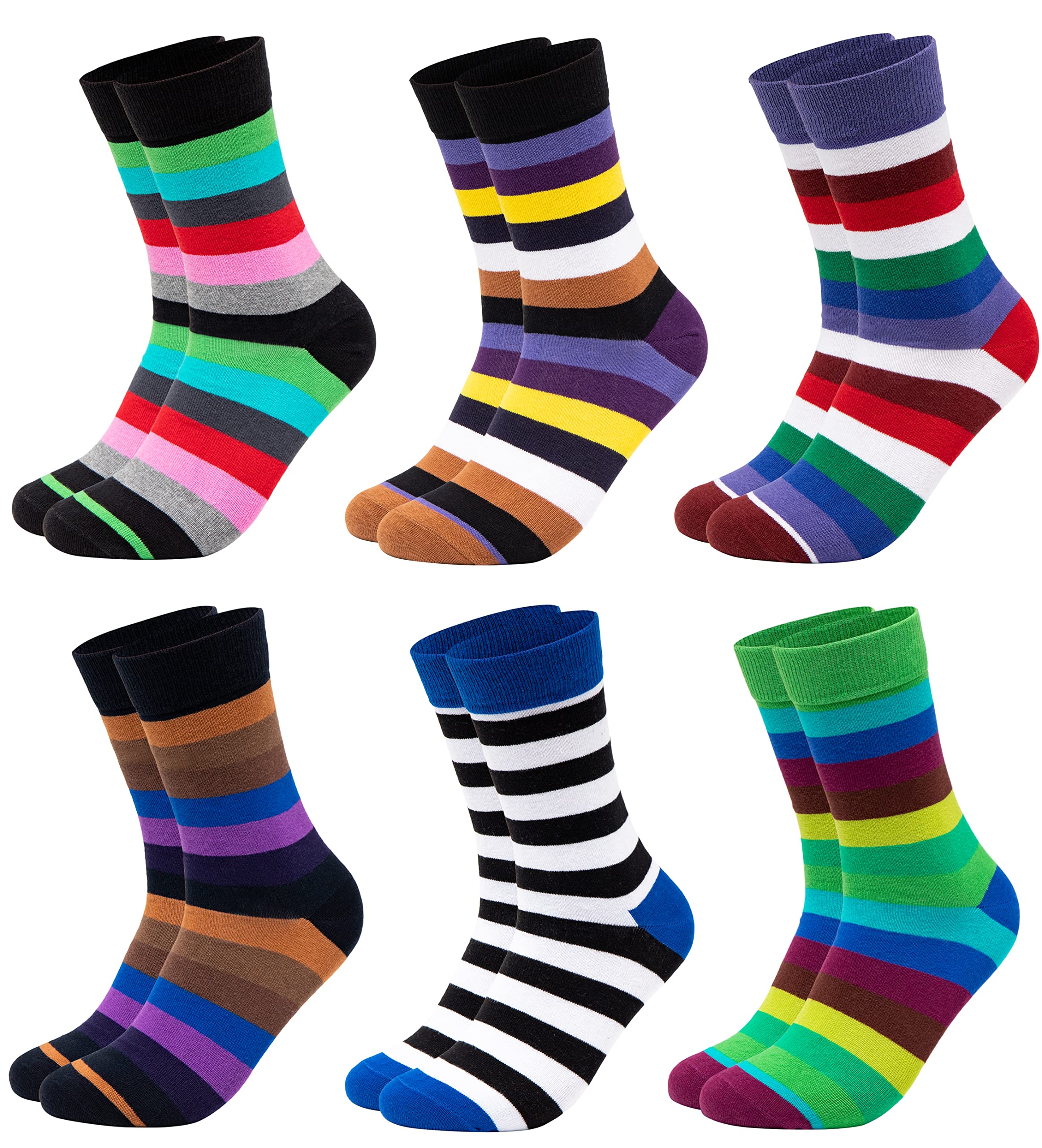 Occulto BUNTE SOCKEN für HERREN (6 PAAR) aus BAUMWOLLE in verschiedenen MUSTERN, bunte HERRENSOCKEN BUSINESS SOCKEN, RINGELSOCKEN