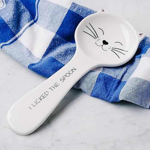 Miniatura 4 de Pavilion Gift Company - El gato lamió la cuchara-10 cucharas resto, 10 ", blanco