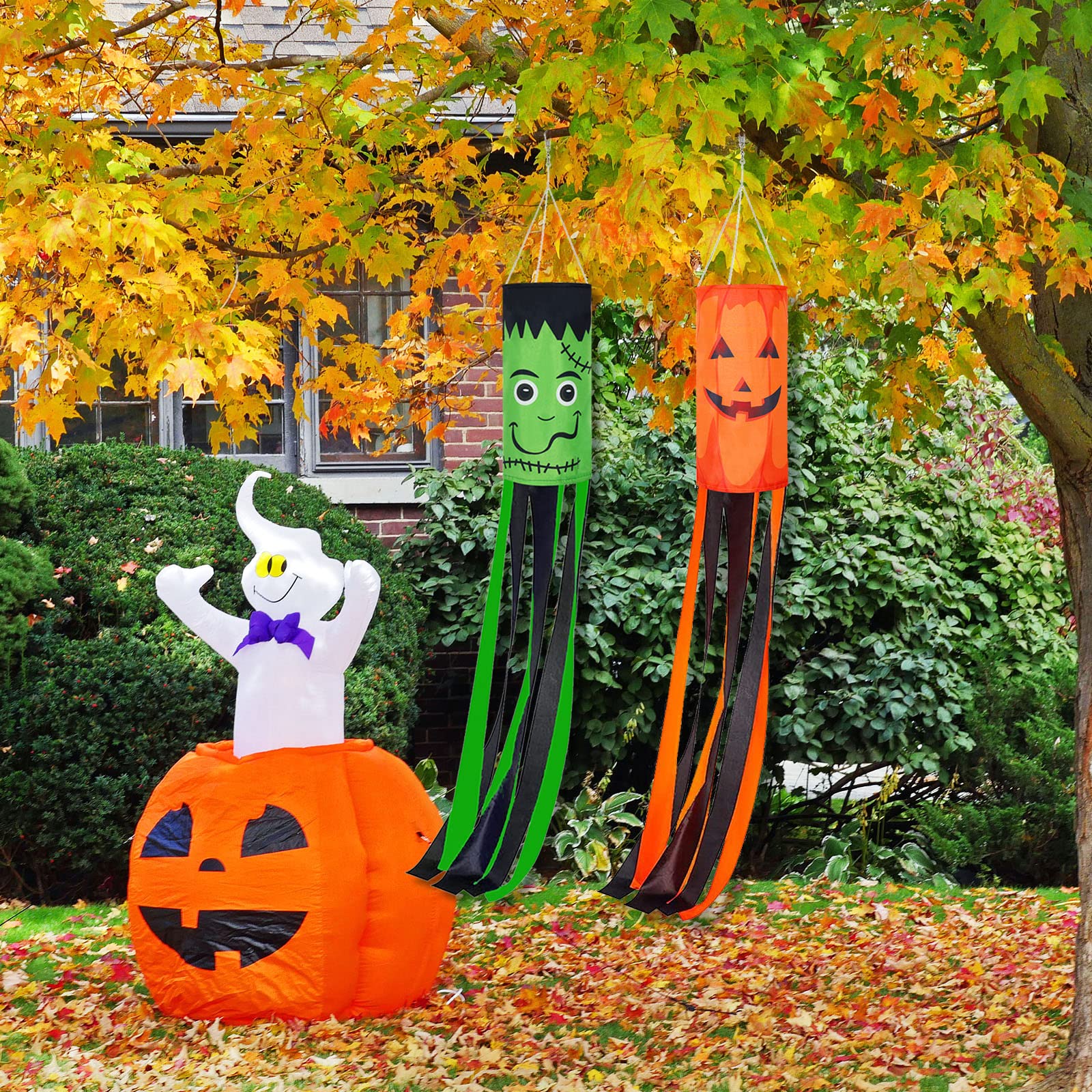 Amazon.com : AnyDesign 4Pcs Halloween Windsocks Flag 39 Inch