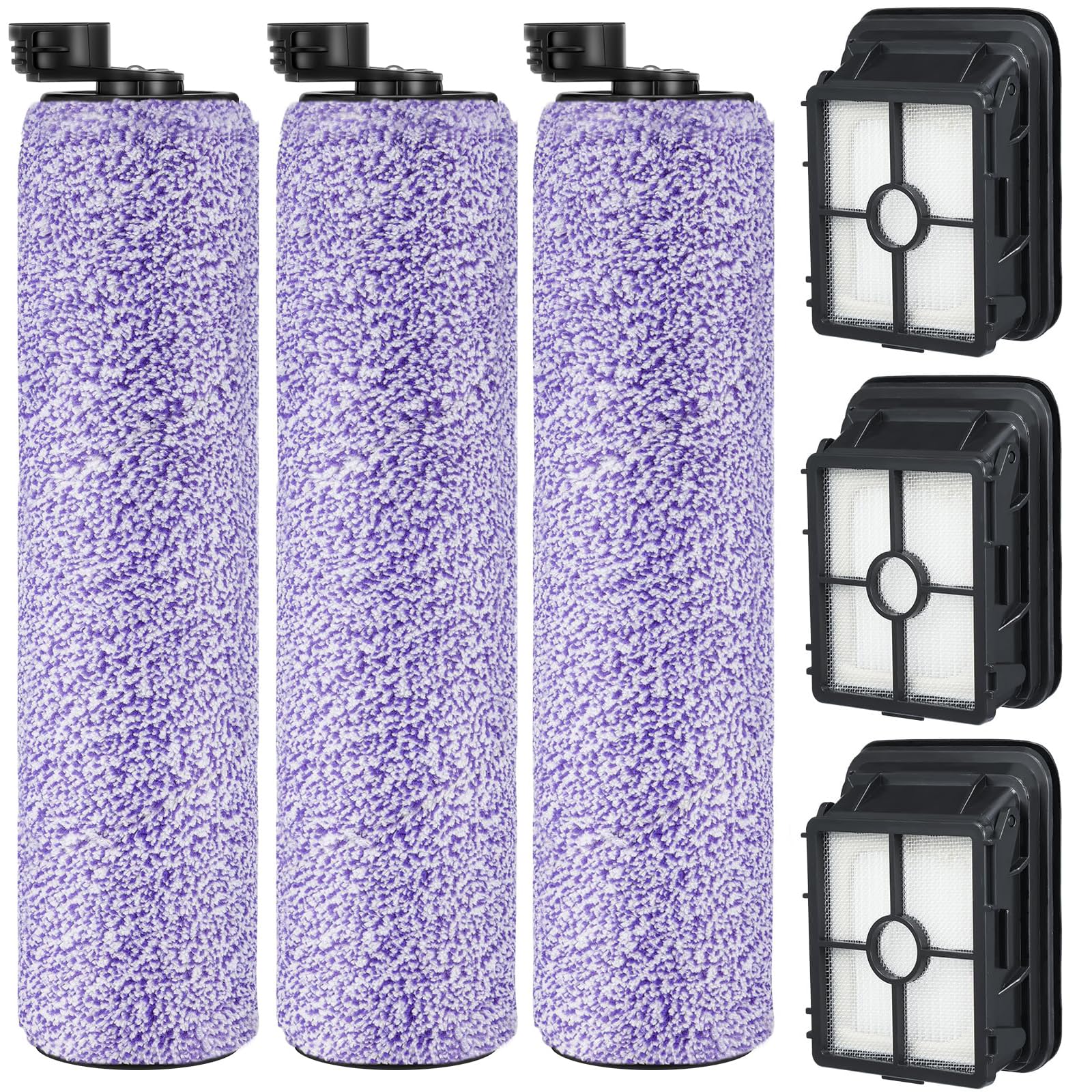 3 Pack Multi-Surface Pet Brush Rolls 2788 and Vacuum Filters 1866 Compatible with Bissell CrossWave Max 2554 2554A 2590 2593 2596, HydroSteam 35151 3515 35152 3513 3518 Vacuums, Part 1618641 & 1608684