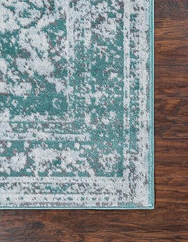 Miniatura 8 de Rugs.com Alfombra de la colección Monte Carlo, alfombra mediana turquesa de 5 x 8 pies, perfecta para salas de estar, comedores grandes, planos