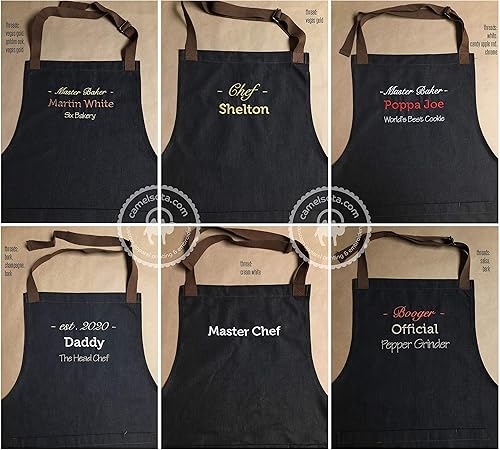 Miniatura 5 de Custom Embroidered Apron, Personalized Apron Gift Market Full-Length Bib Apron Monogrammed Apron Customized Apron