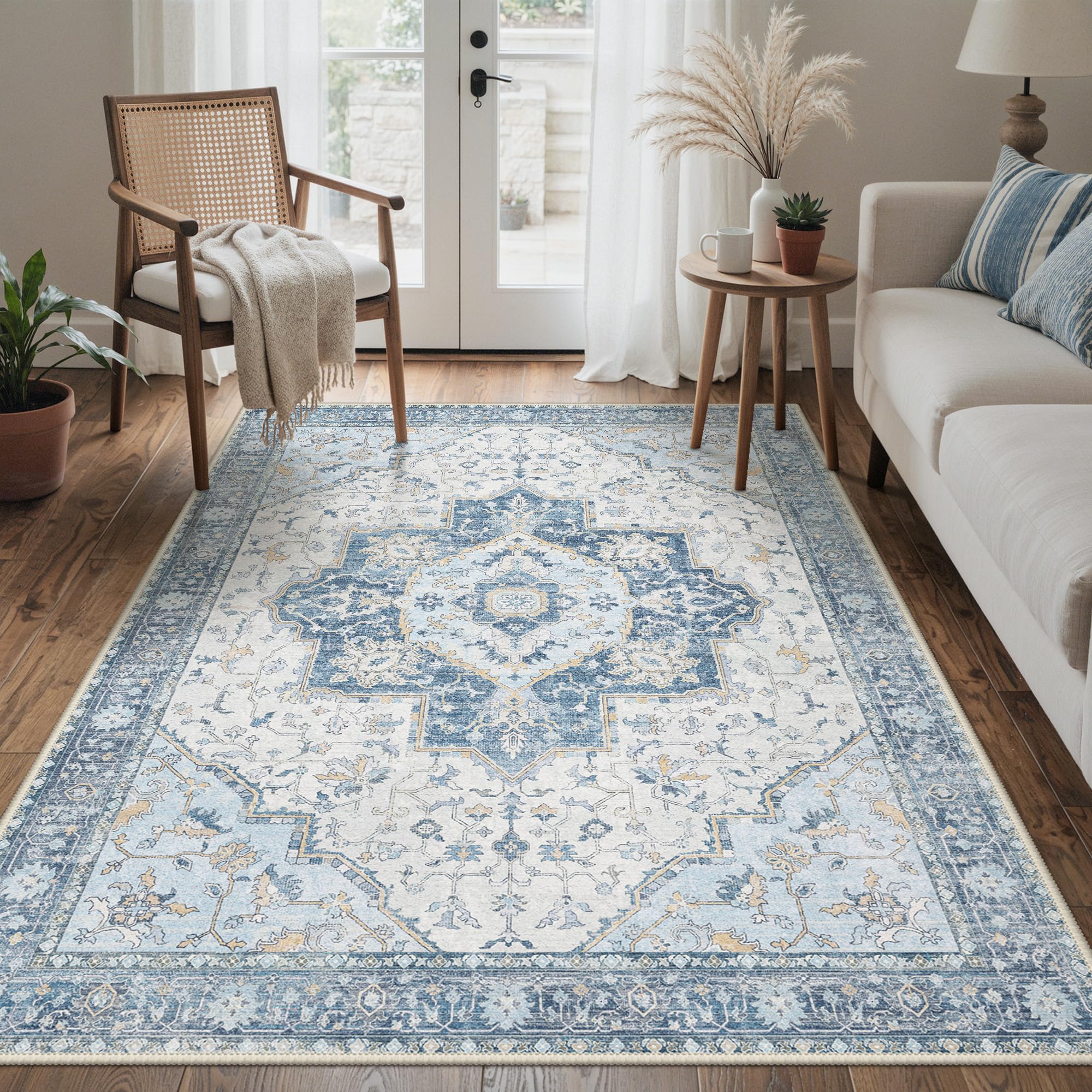 BEIMO Waschbarer Teppich Wohnzimmer Vintage, Boho Teppich Schlafzimmer Groß Orientalisch rutschfest für Badezimmer Esszimmer
