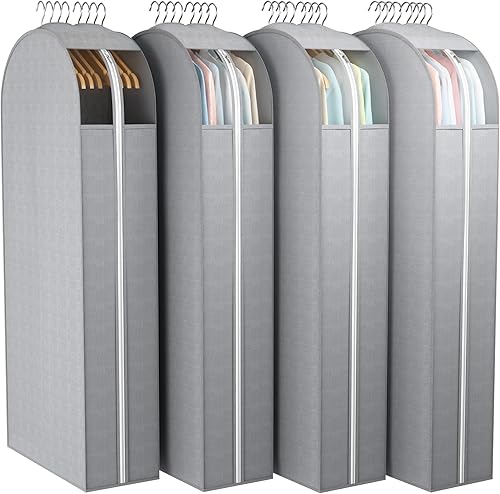 Miniatura 14 de Bolsas transparentes para colgar ropa de 10 pulgadas con refuerzo, bolsas de traje para almacenamiento en el armario, funda de plástico colgante