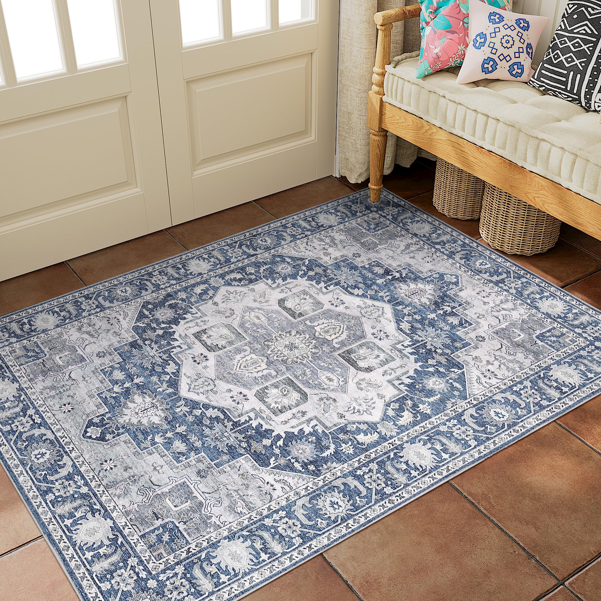 DUKINO Teppich Vintage – Rutschfest, Waschbar, 20x25 Cm, Niedrige Flor, Ideal Für Wohnzimmer & Schlafzimmer