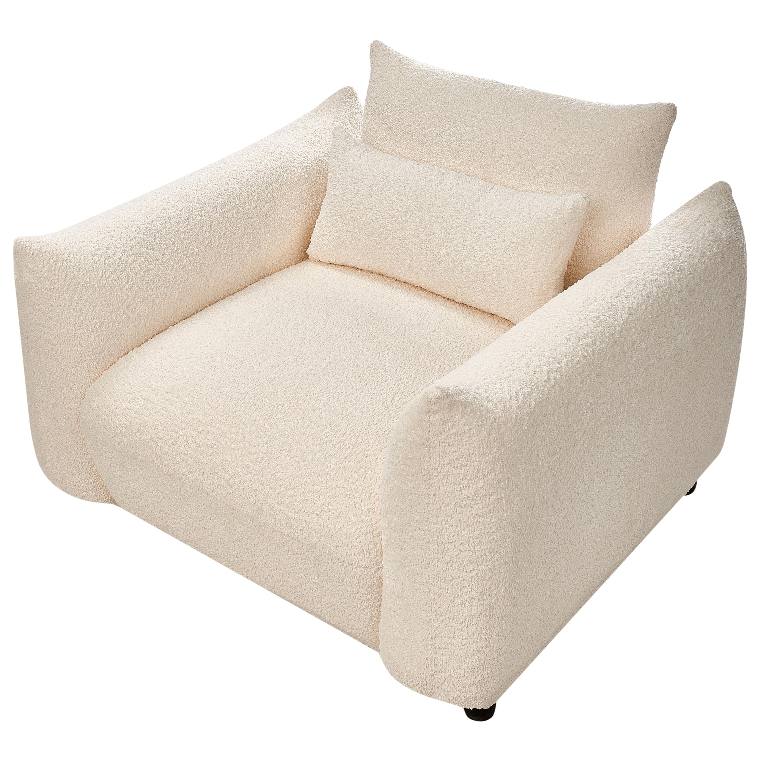 Beliani Sessel Bouclé Creme weiß mit schwarzen Beinen gepolstert niedriges Design Jamsa