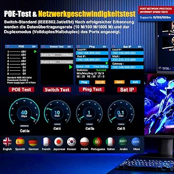 NF-859GK Network Cable Tester and Ethernet Tester Features IP ScanRJ45/RJ11 | POE/PING Audio Tracker,TDR Multifunction for CAT3/CAT5/CAT6/CAT7, Telephone Lines, Fiber Continuity Testing, LAN Network Tool