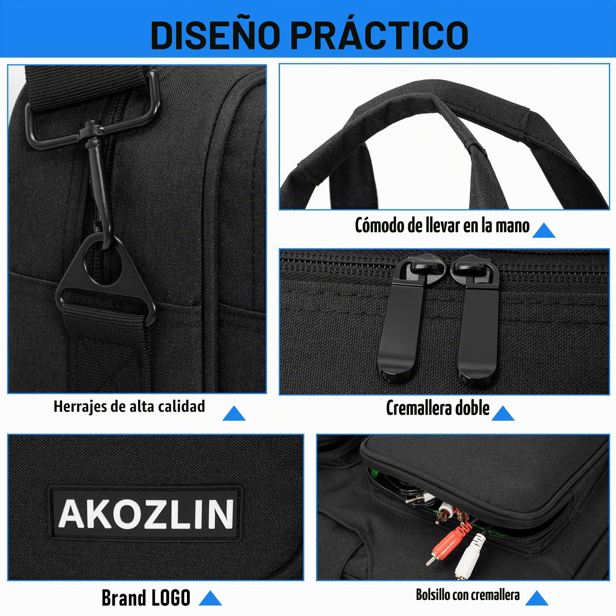 AKOZLIN Portable Baggage für Pioneer DDJ-Controller FLX4/REV1/SB2 | Portable, Doppellagig,54 x 32 x 14 cm Negro