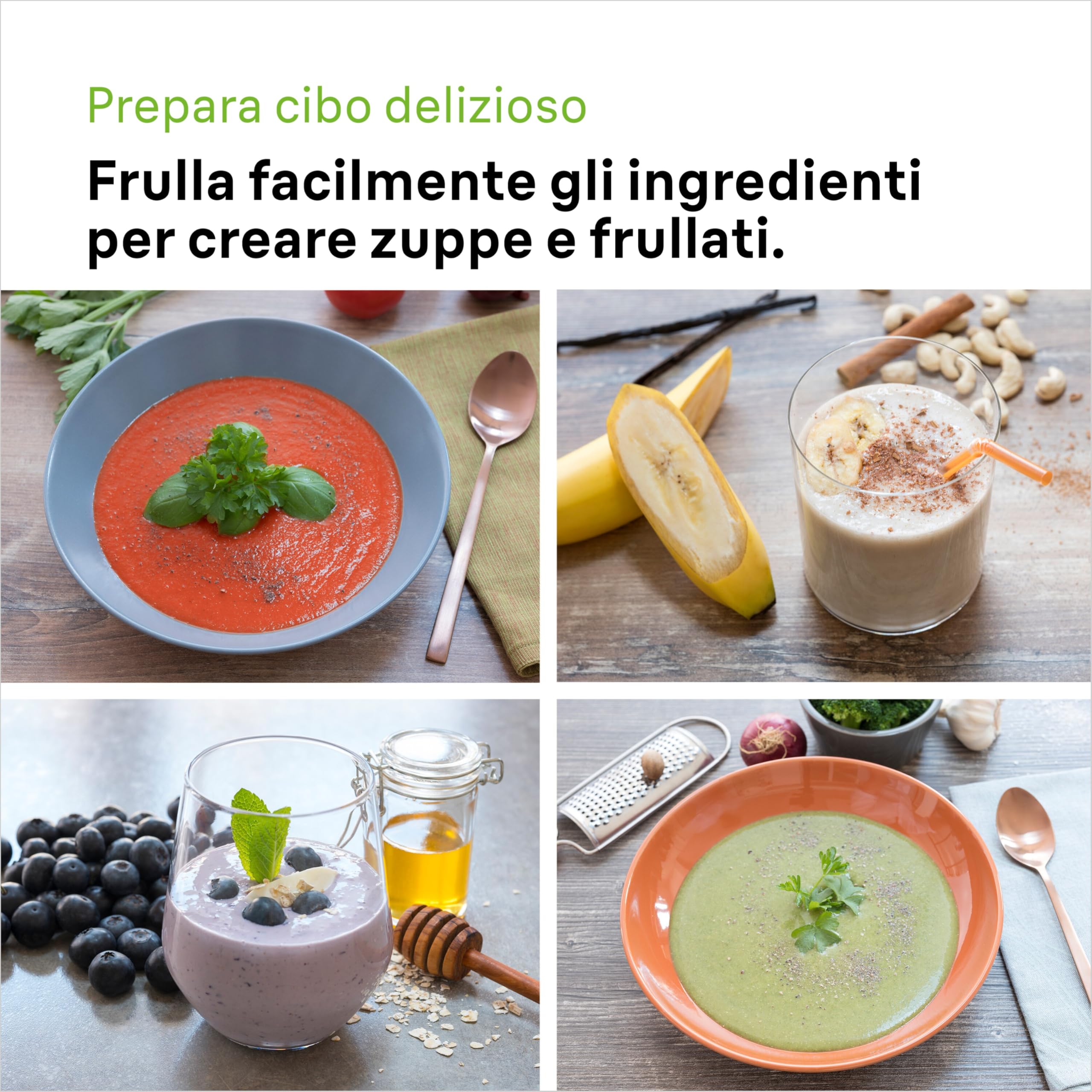Braun MultiQuick5 MQ50.001M MINIPIMER, 21 Velocità, Tecnologia Tedesca, ECO-SOSTENIBILE PRODOTTO CON PLASTICA RICICLATA, impugnatura ergonomica, Asta in Acciaio, Bicchiere 600ml, Potenza 1000W,Bianco