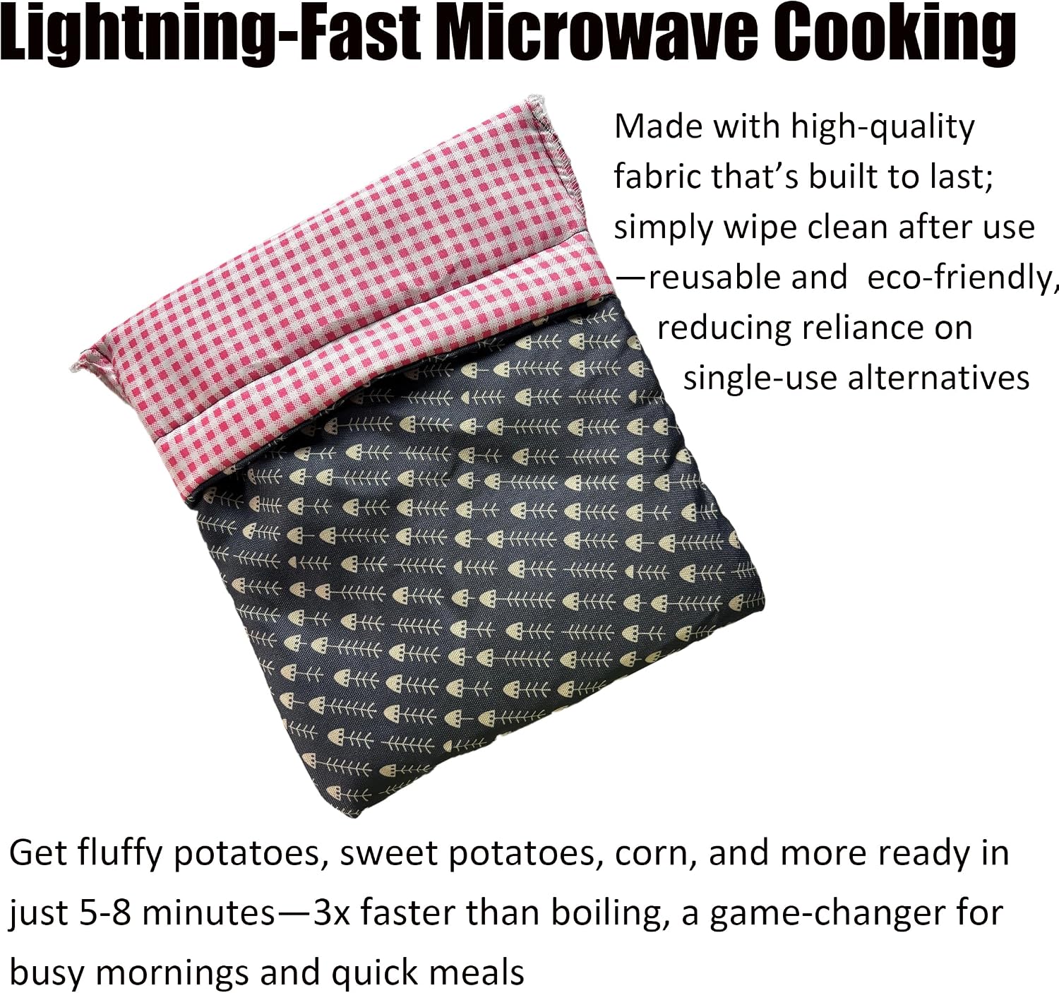 2-Packs Potato Microwave Bag - Reusable Pouch and Potato Cooker for Perfect Potatoes in 4 Minutes image 3