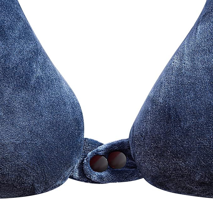 Almohada inflable de viaje para cuello con funda azul miniatura 4