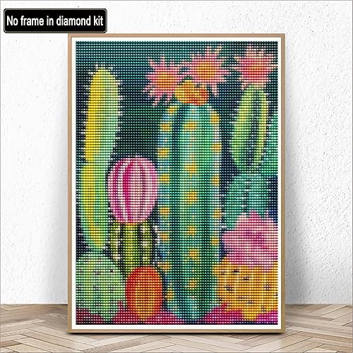 Miniatura 2 de Kaliosy Kits de arte de diamantes 5D para adultos, cactus por números, pintura de diamantes, plantas de arte de bricolaje, taladro completo,