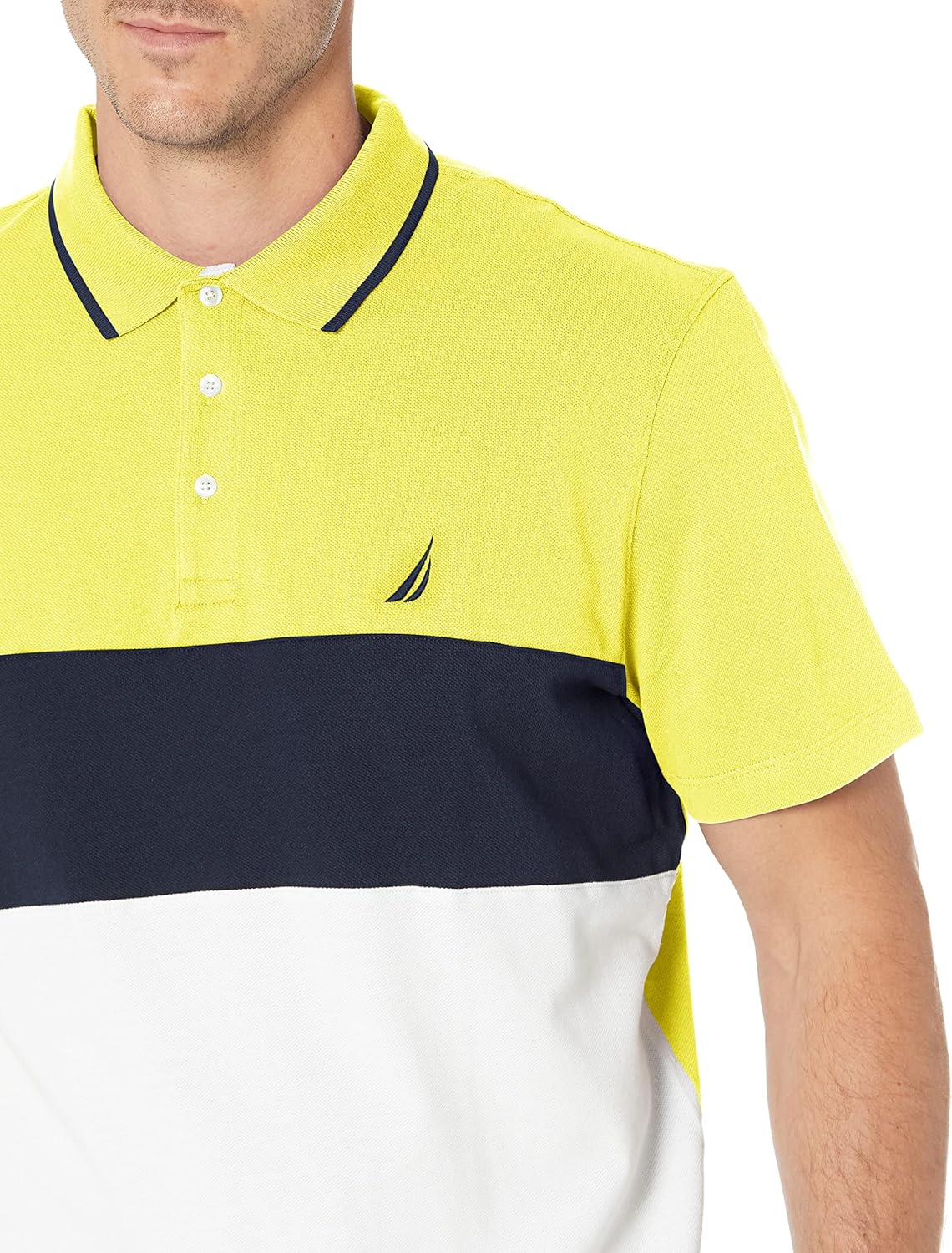 Nautica Mens Short Sleeve 100% Cotton Pique Color Block Polo Shirt - Image 4