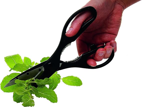 KitchenCraft KCSCISSORMP Kitchen Scissors/Bottle Opener, Stainless Steel, 21 cm, Black