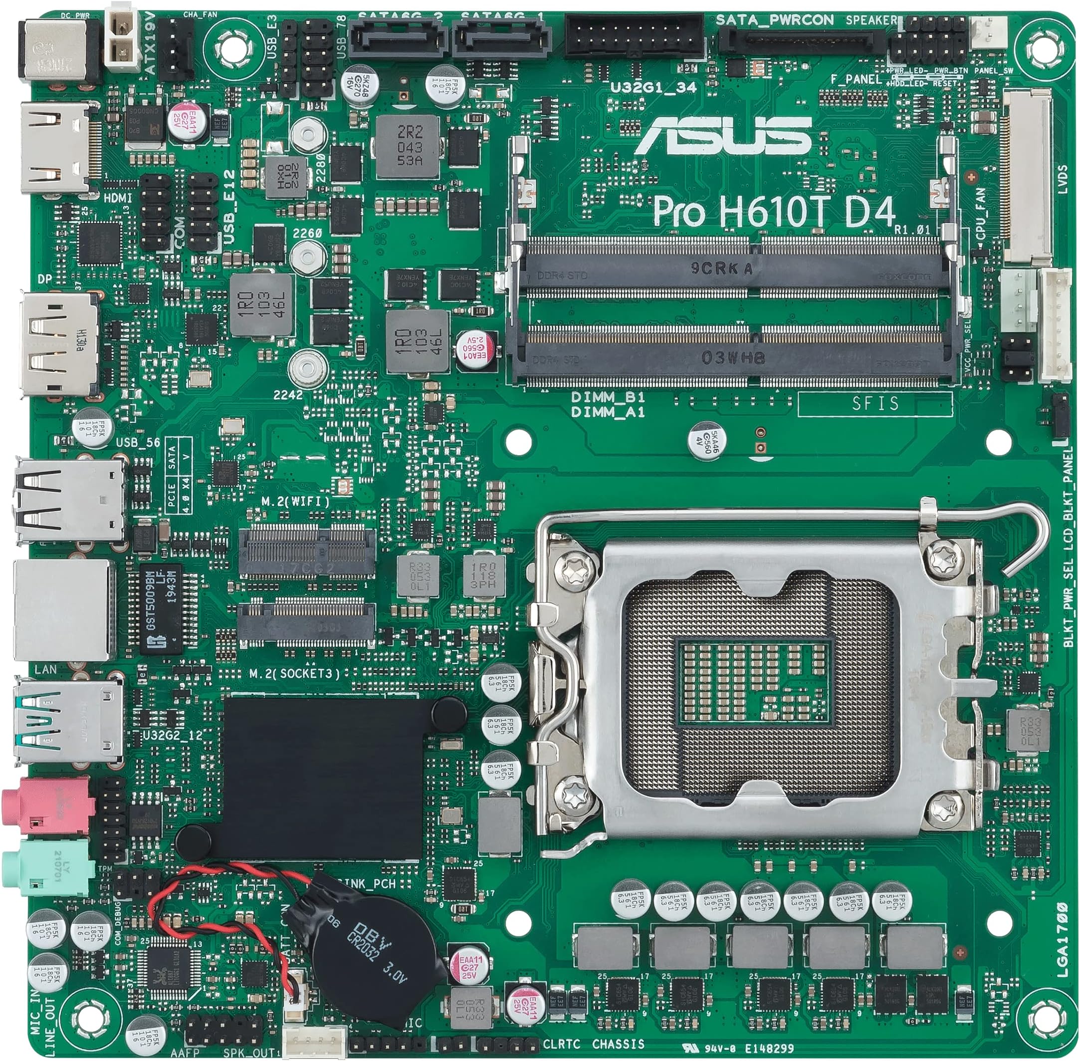 ASUS Pro H610T D4-CSM LGA 1700(Intel 12th Gen&Intel vPro) TCO-Optimized Commercial Motherboard (PCIe 4.0,DP,LVDS,SO-DIMM DDR4,USB 3.2 Gen 2,M.2 Key E Slot,Q-LED Core, ASUS Control Center Express)