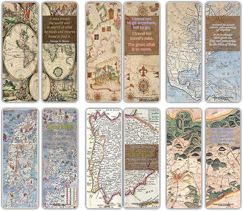 Creanoso Tarjetas de marcadores de mapas de arte histórico (paquete de 30)  Ilustraciones de mapas vintage  Ideas de regalo para viajes por