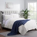 SERTA Zen Rest Wrinkle Resistant Adult Heavy Weighted Throw Blanket Filled with Glass Beads, 10 lbs (48 in x 72 in), Navy