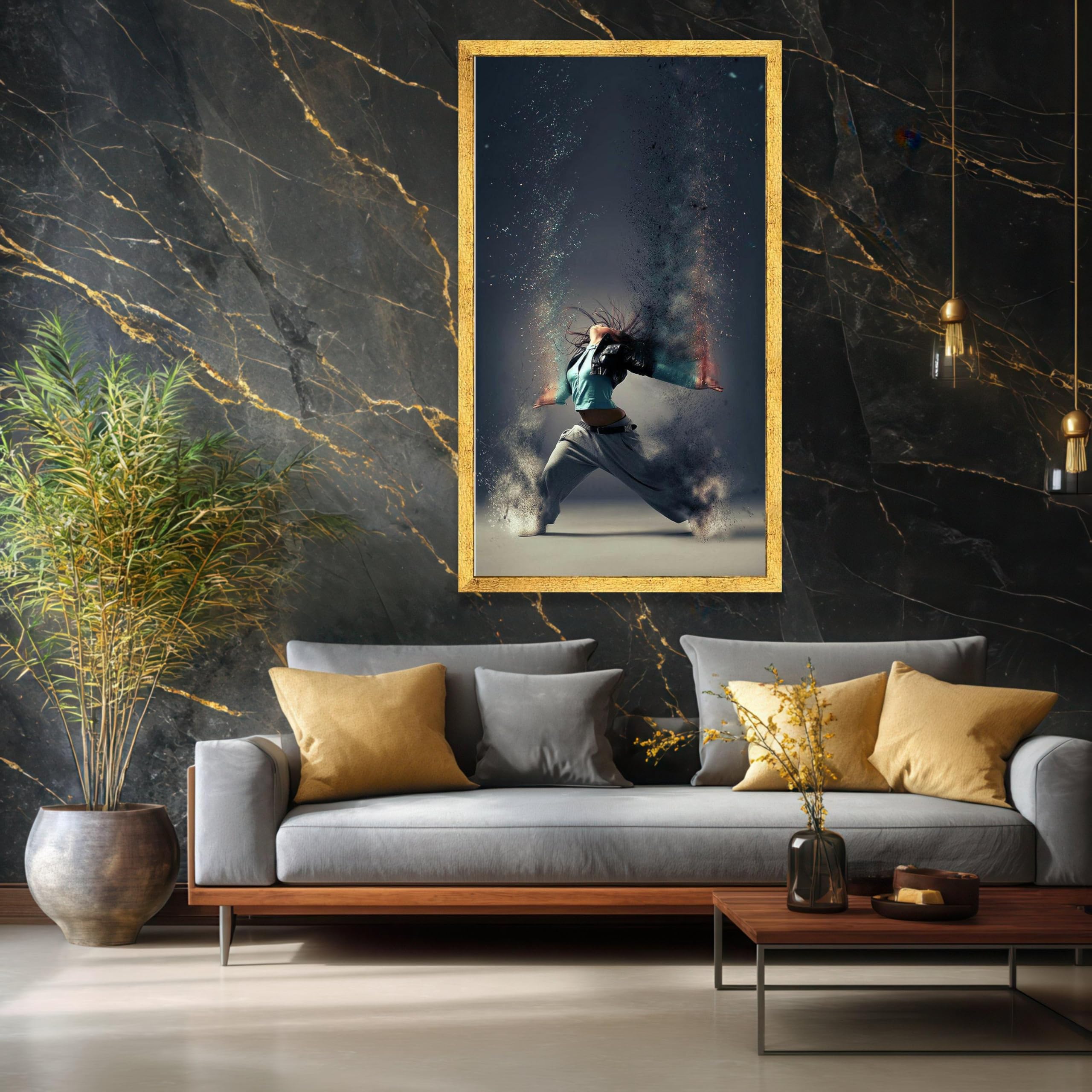 TONGYINLI Quadro su tela con ballerino hip hop, poster e stampe con esplosione di energia astratta, quadri da parete in stile nordico, decorazioni da parete per la casa (80x140 cm/senza cornice)