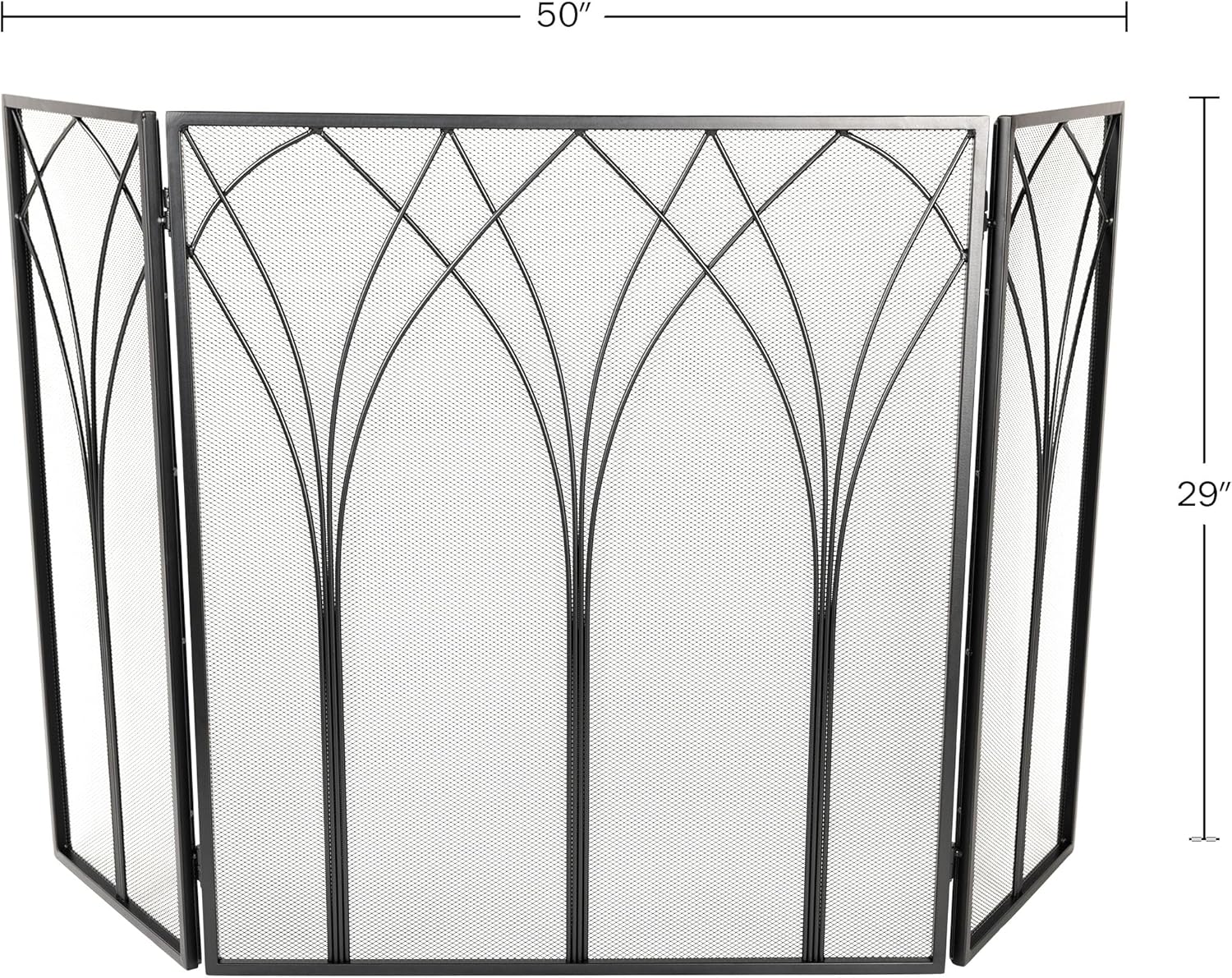 Lavish Home Fireplace Screen - 3 Panel Fireplace Gate with Protective Mesh for Wood-Burning Fire Place - Indoor/Outdoor Fireplace Covers (Black)