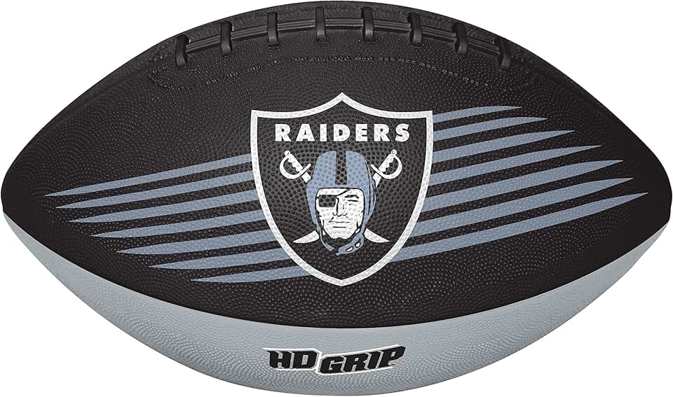 Rawlings NFL Las Vegas Raiders 07731072111NFL Downfield Football (All Team Options), Black, Youth
