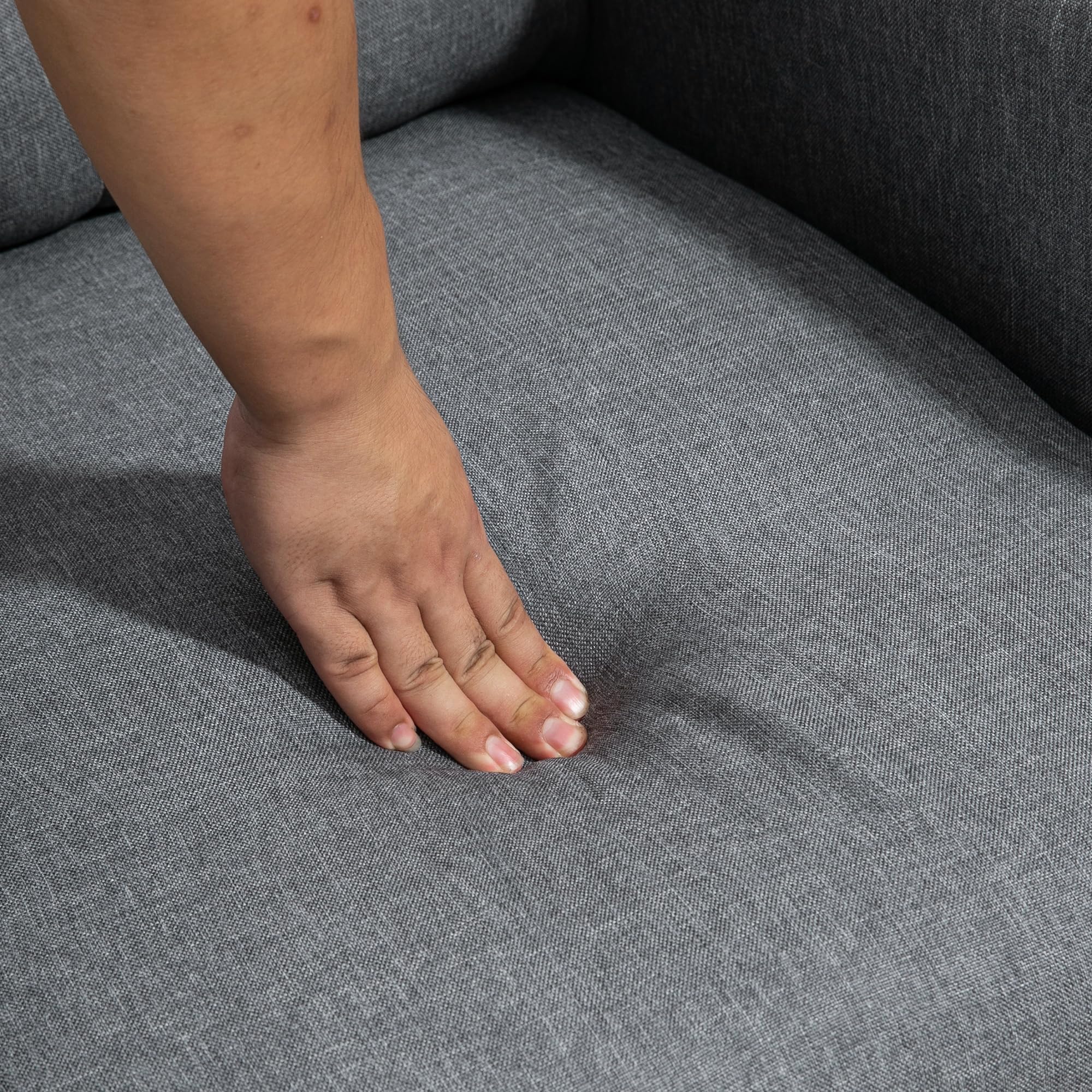 HOMCOM Poltrona Relax Reclinabile Manuale 155° con Poggiapiedi, Poltroncina Reclinabile Imbottita Ergonomica in Tessuto Effetto Lino per Camera da Letto, Ufficio, Salotto e Soggiorno, Grigio
