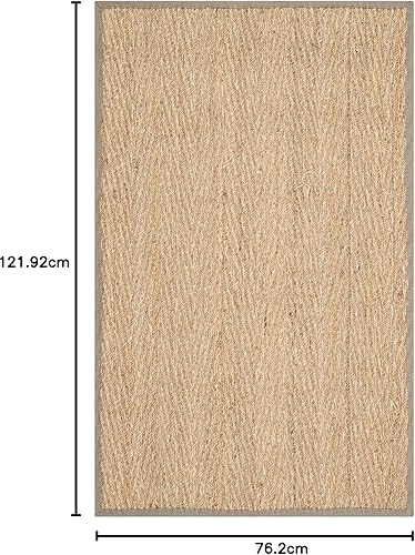 Miniatura 278 de Safavieh Colección de fibra natural NF115P - Alfombra (fibra natural), color gris, Fibras naturales beige, (Natural/Beige),Natural/Negro,Natural