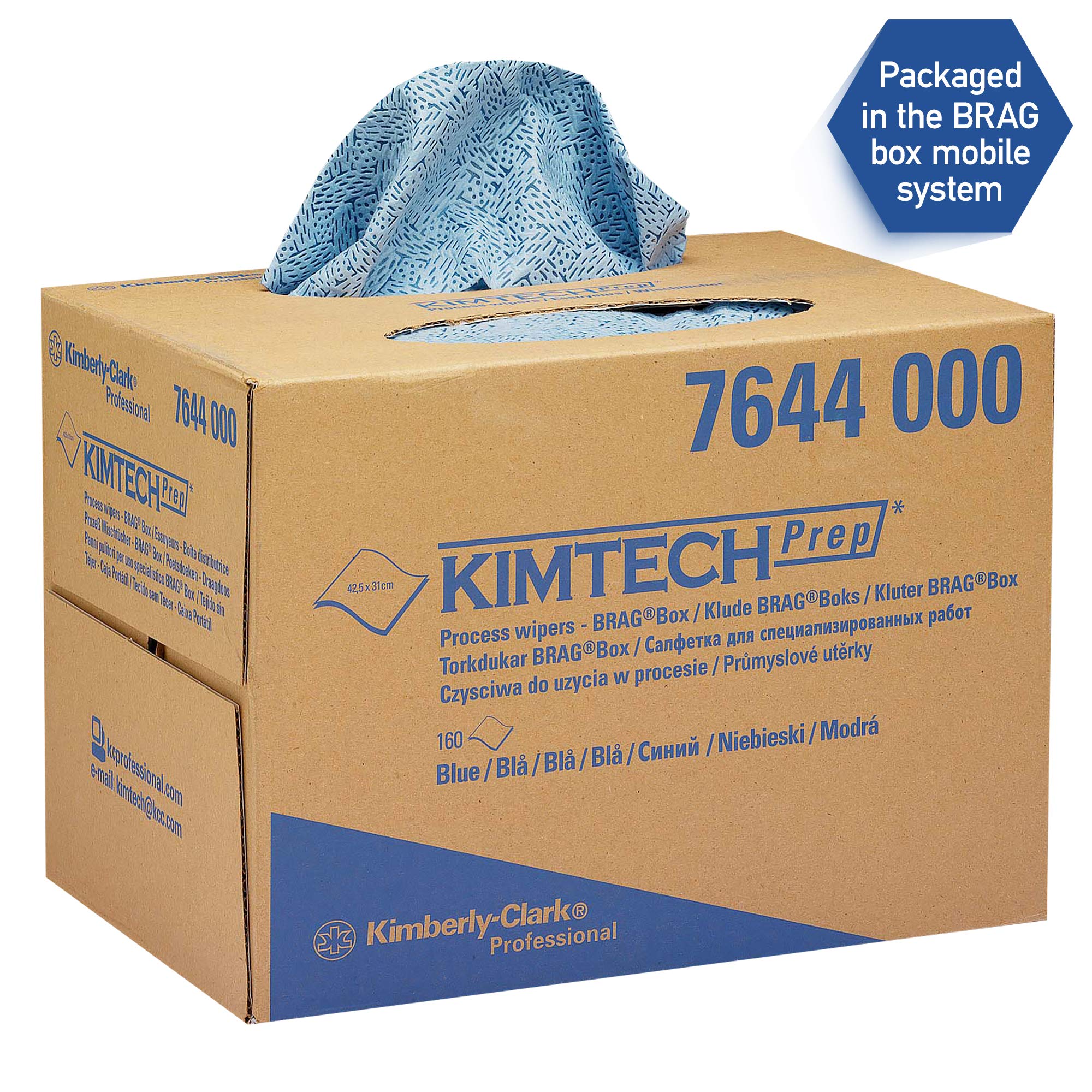 Kimtech Paños para procesos 7644,1 caja BRAG Box x 160 paños azules