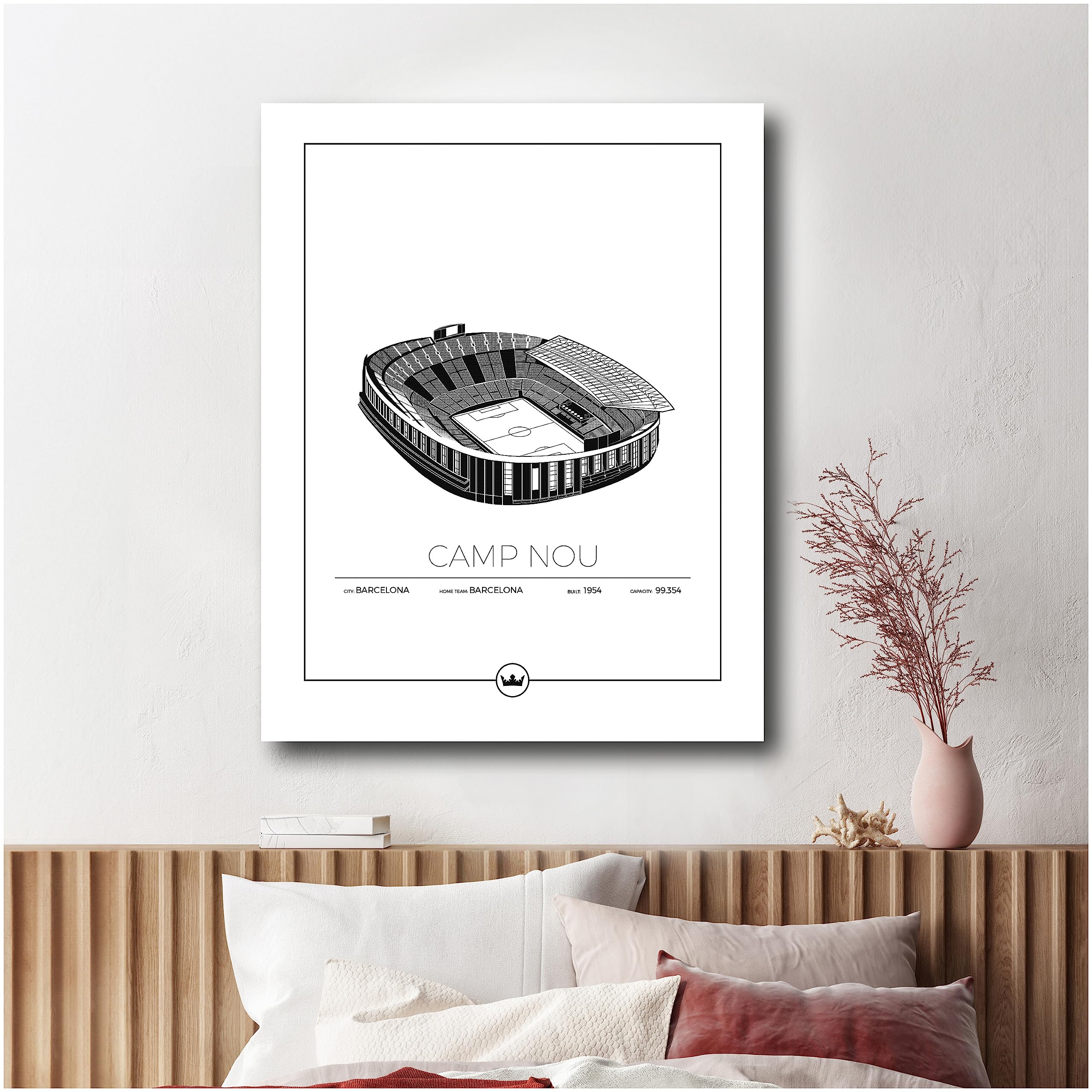 Sverigemotiv Camp Nou Barcelona Football Stadium Wall Art Print, Artwork Football Gifts for Boys Girls Men Fans