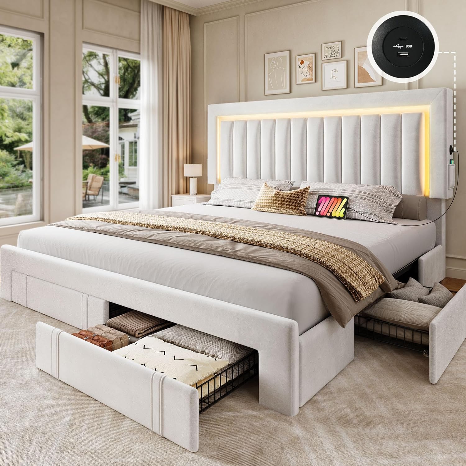 YITAHOME Queen Size Bed Frame with Adjustable...