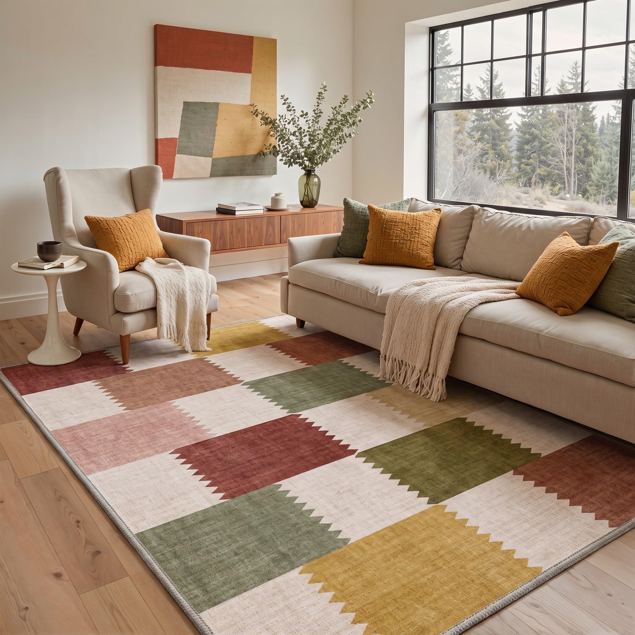 GENIMO Alfombra Moderna SIn Peluche 120X170CM Lavable Antideslizante