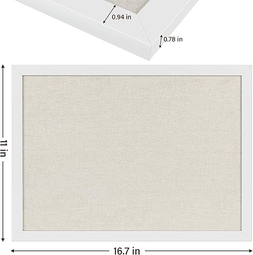 Miniatura 6 de Yettsoy Tablero de anuncios de corcho de 16.7 x 11 pulgadas, paquete de 2 tableros de corcho pequeños de lino con marco para paredes, bonito tablero