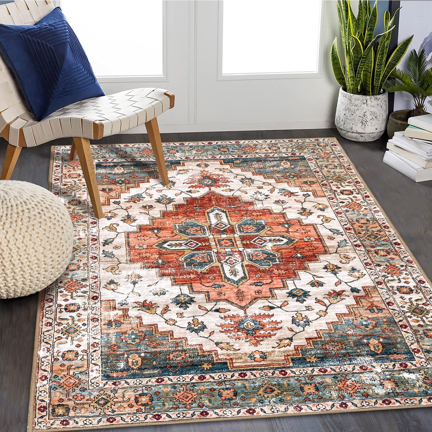 Area Rug for Bedroom Non Slip Living Room Rug Distressed Ruggable Rugs ...