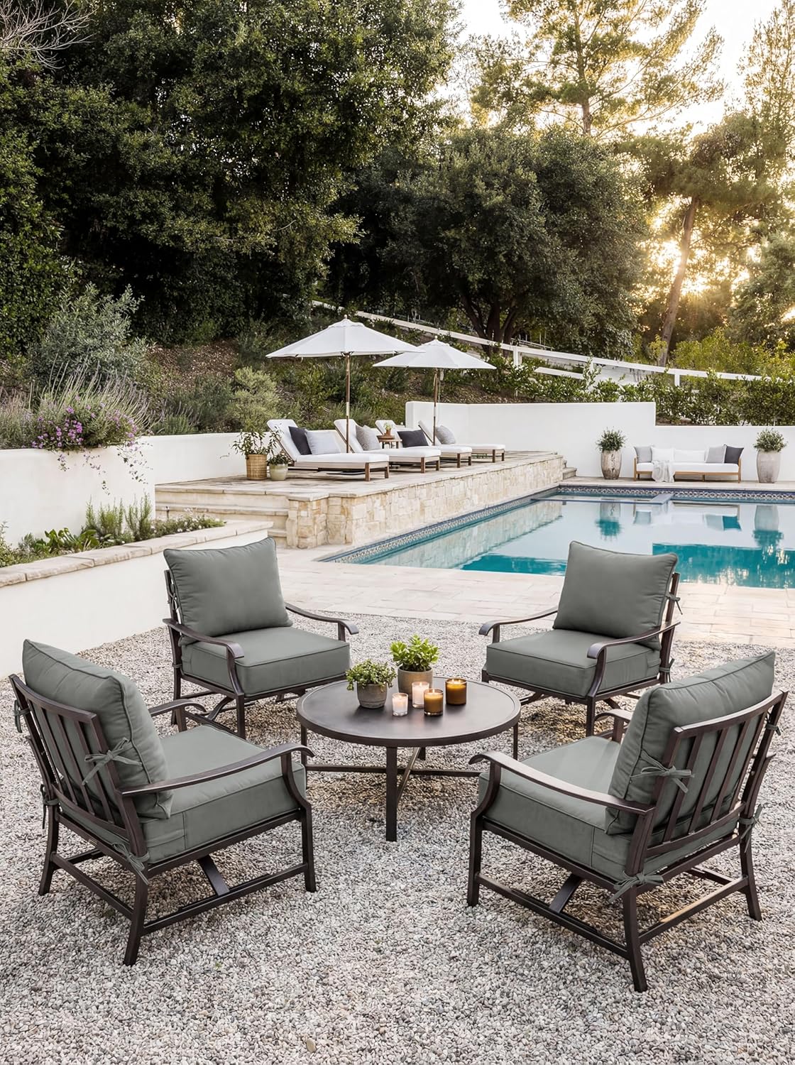 4Pcs Outdoor Deep Seat Cushion Set 24 X 24 X6.5 Inch Splash-Proof & Fadeness Patio Furniture Cushions，Removable Outdoor Couch Cushions with Hidden Zipper & Adjustment Staps for Yard Garden Deck