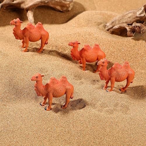 Miniatura 5 de STOBOK Camel Models - Figura de camello en miniatura, modelo animal, adornos de escritorio, paquete de 4
