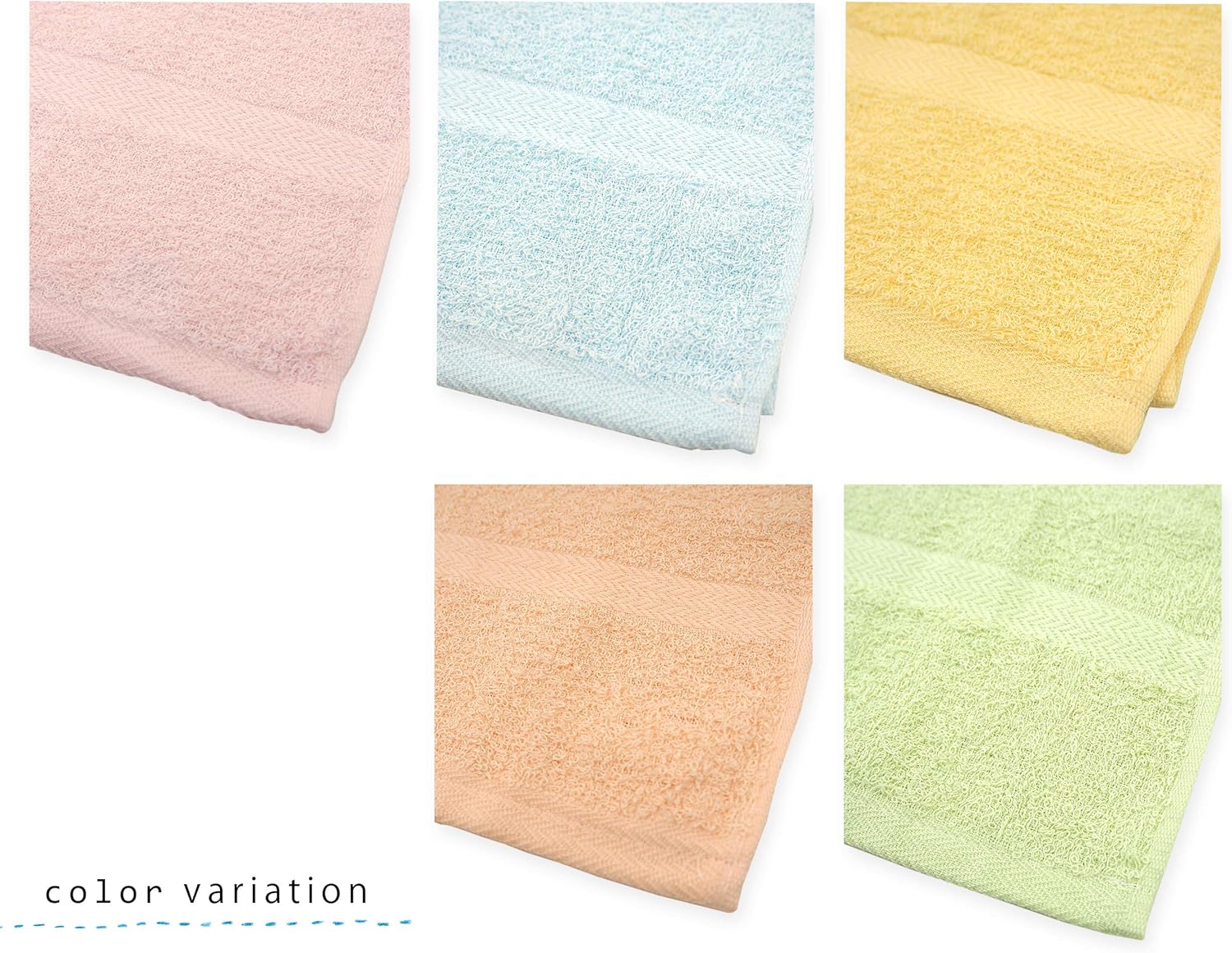 Kosugizen 泉州タオル フェイスタオル 国産徳用カラー 5色各2枚入 33×83㎝ 乾きやすい 薄手タイプ 10枚セット K-2001-10