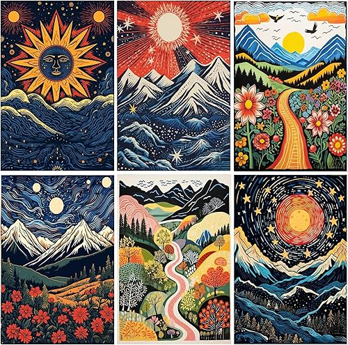 DOTSOPS Paquete de 6 piezas de pintura de diamante 5D para bricolaje, kit de pintura para adultos, manualidades para niños, principiantes, arte de