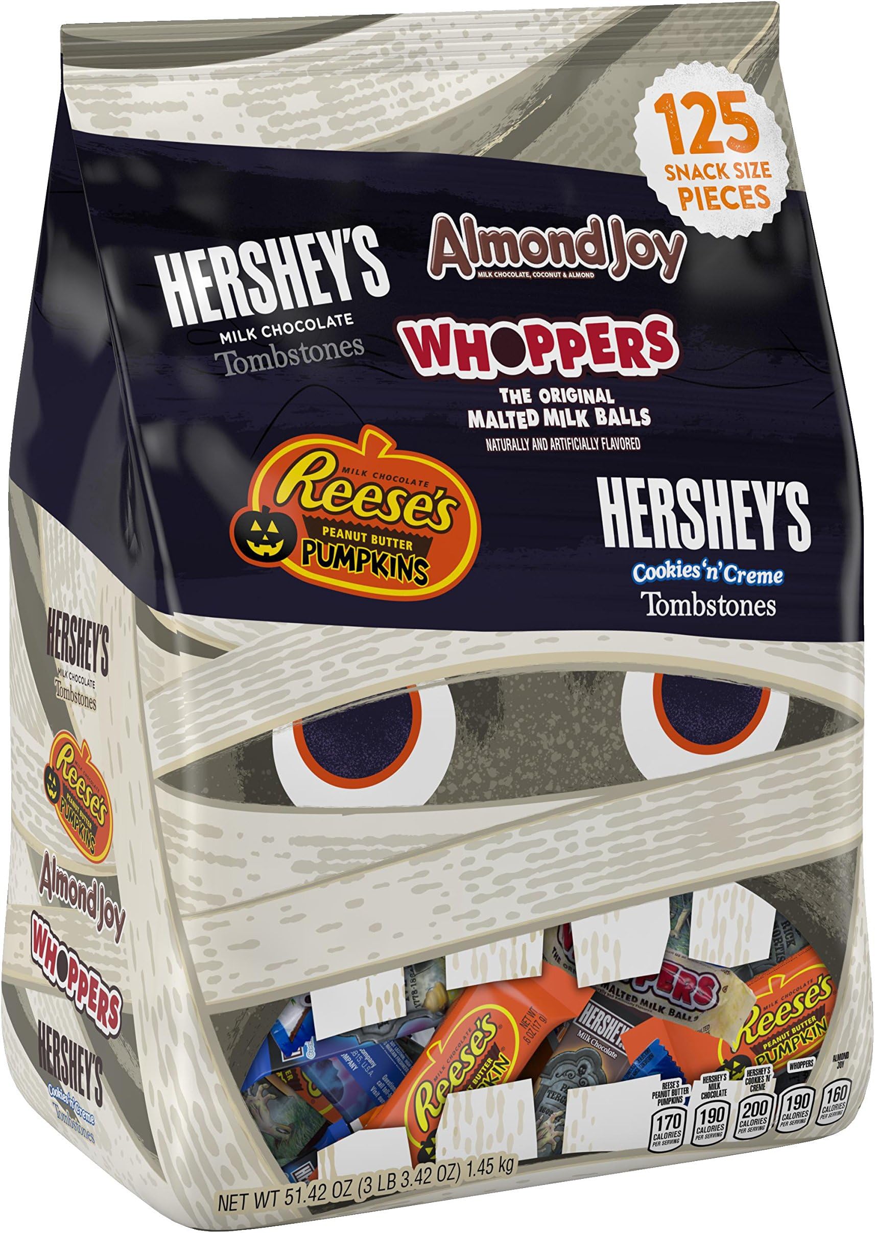 HERSHEY'S Snack Size Chocolate Candy Assortment, 51.4 Ounce (125 Pieces)