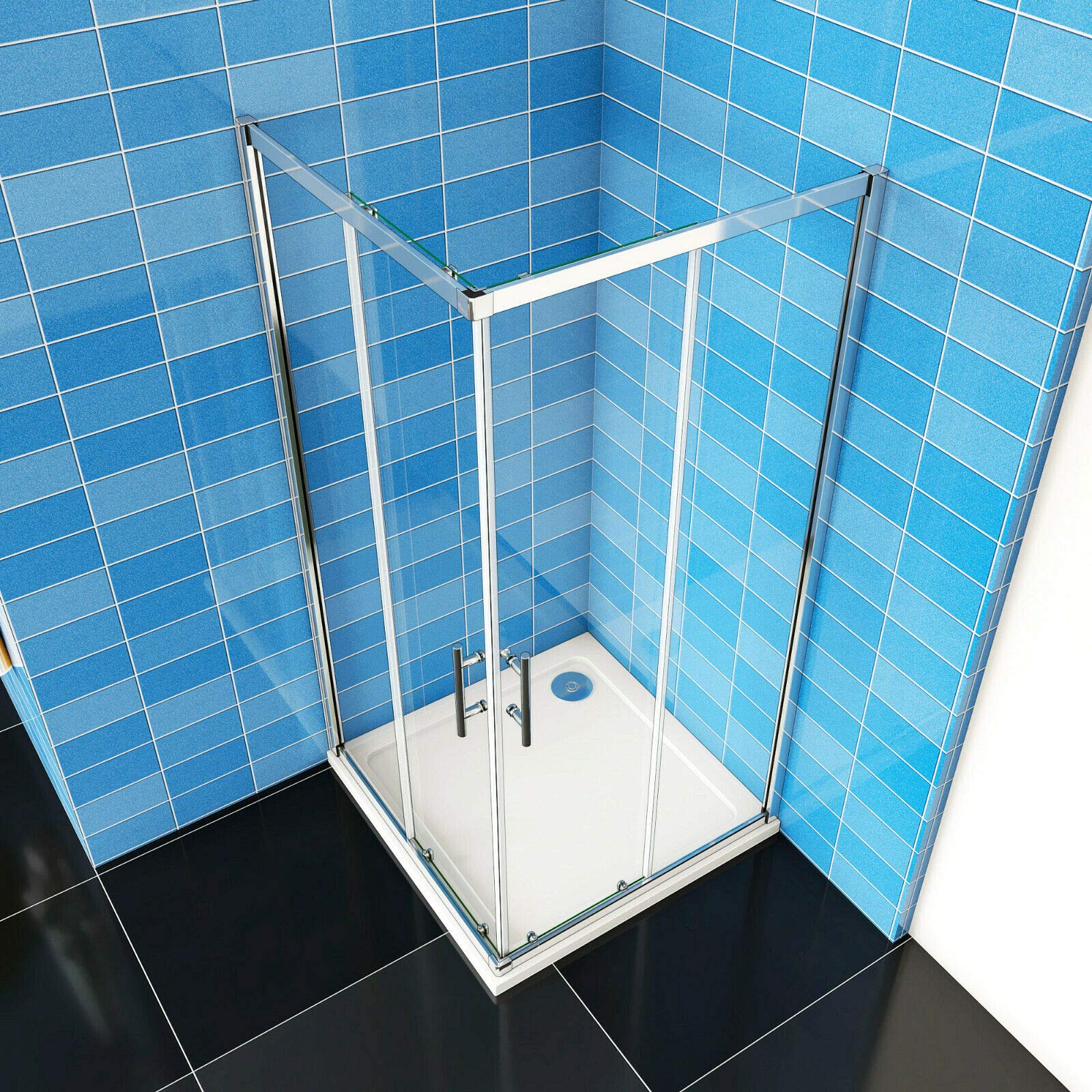 Aica Sanitär Duschkabine Eckeinstieg 100x70x185cm Duschabtrennung Schiebetür Echtglas Duschtür 6mm glas Höhe 185cm