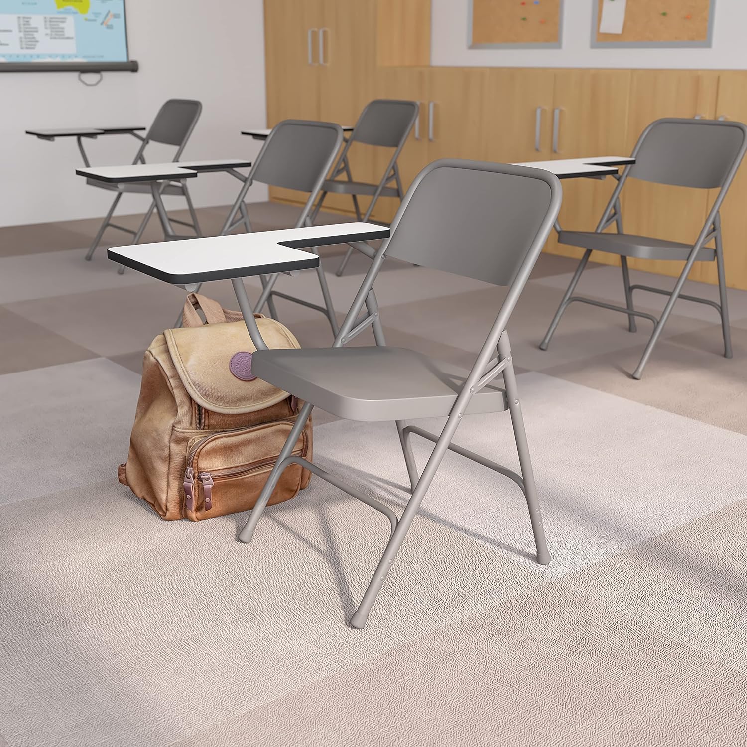 Flash Furniture Rutherford 2 Pack Premium Steel Folding Chairs with Right Handed and Left Handed Tablet Arms