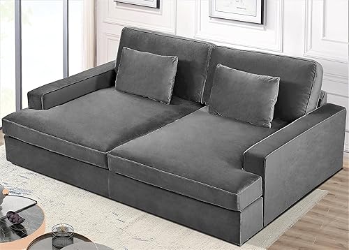 Miniatura 7 de US Pride Furniture Elegante sofá cama de terciopelo con diseño lujoso, elegante punto focal para espacios elegantes y descanso acogedor con 2
