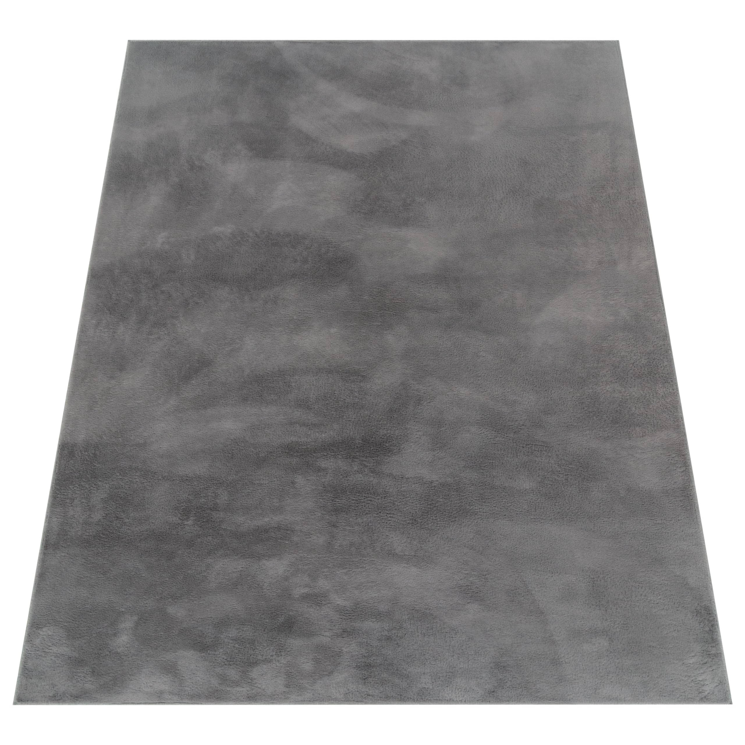 Paco Home Woonkamer Tapijt Kunstbont Zacht Wasbaar Modern Elegant Makkelijk te Onderhouden Effect Bont Uni Glanzend Fluffy Kortpolig, Maat:120x160 cm, Kleur:Antraciet
